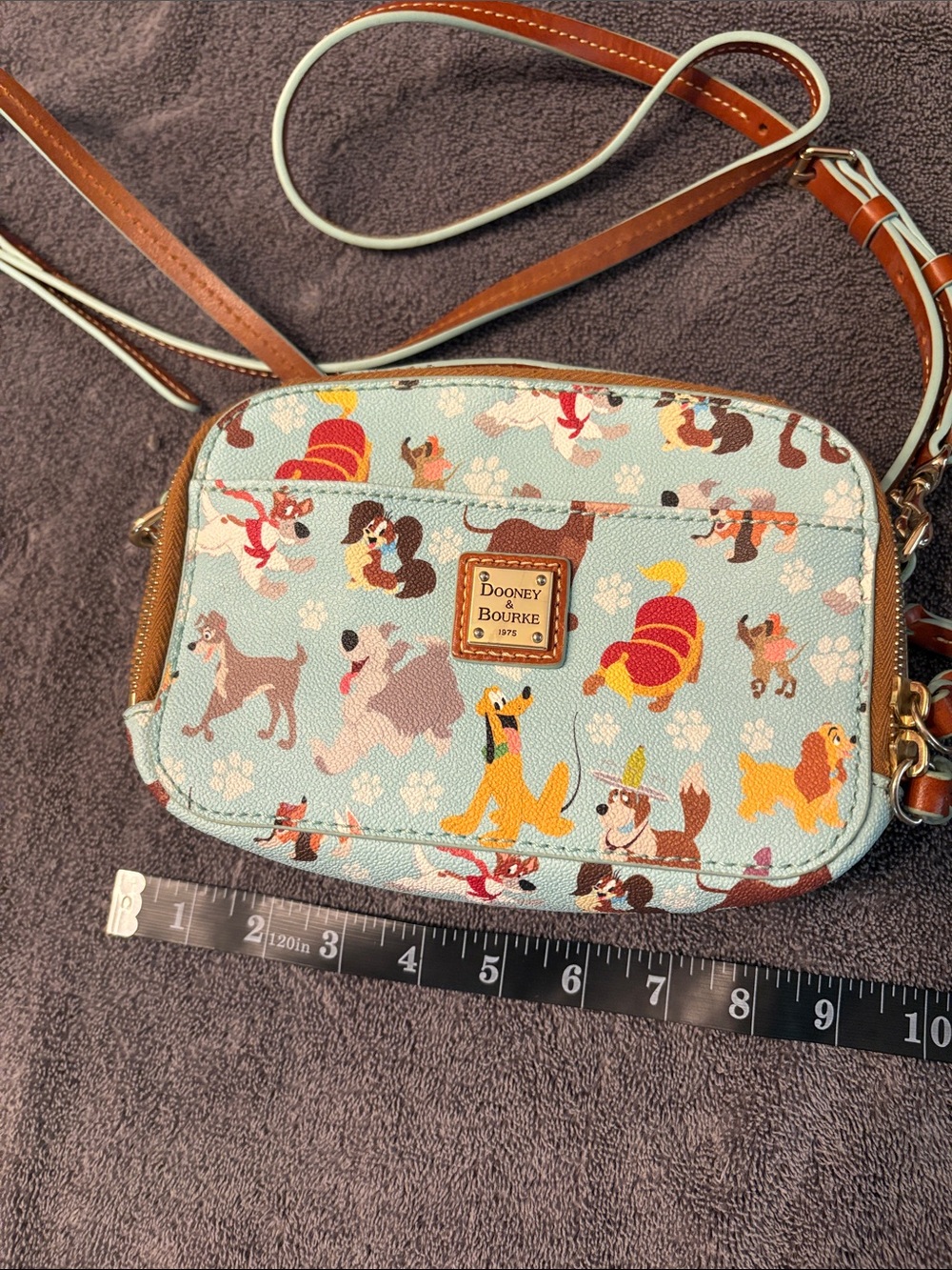 Dooney & Bourke Light Blue Disney Dogs Crossbody Pouch - Picture 2 of 3